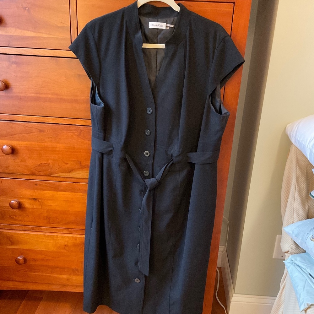 Calvin Klein Button Front Cap Sleeve Dress, Size 18W